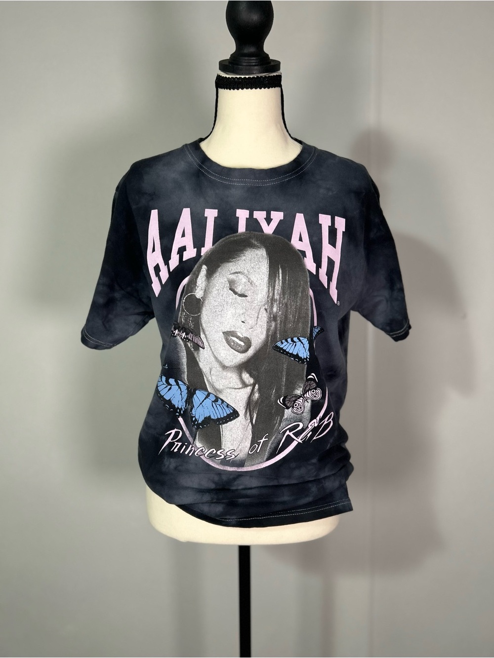 Aaliyah Black Tie-Dye Graphic Tee - Princess of R&B
